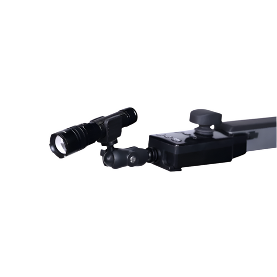 Flashlight attached to a holder on a electrical wheelchair 