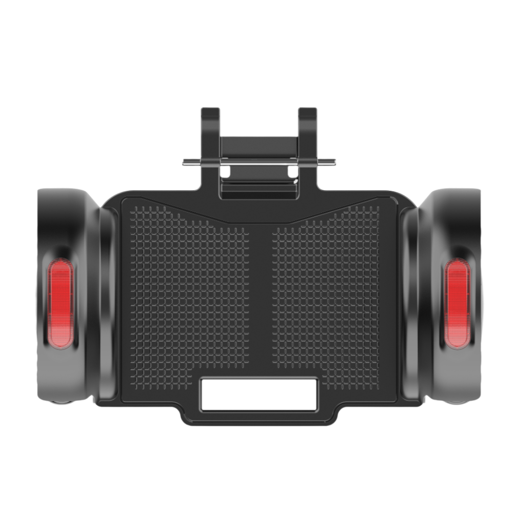 top view of wheelchair wheels that are used on the Xsto M4 including red light reflectors 