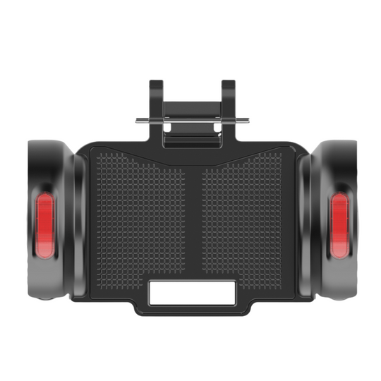top view of wheelchair wheels that are used on the Xsto M4 including red light reflectors 